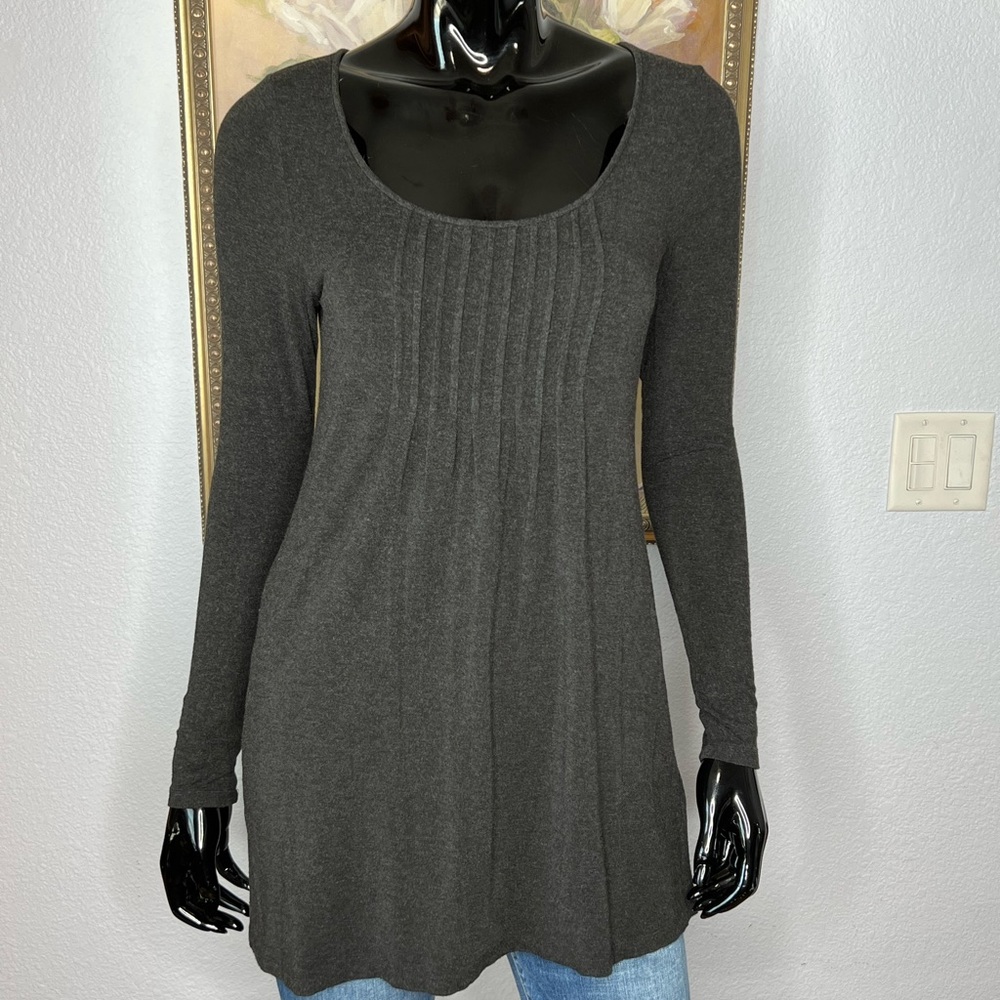 MISSING Eileen Fisher Long Sleeve Jersey Knit Knee Length Dress Size XS Gray - Picture 1 of 6
